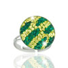 prsten ze SWAROVSKI ELEMENTS vypouklé kolečko 17mm emerald/jonquil