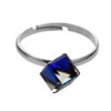 prsten ze SWAROVSKI ELEMENTS kostička 6mm v barvě bermuda blue