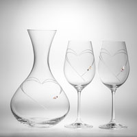 Křišťálový decanter/karafa na víno 1500ml +2ks skleniček víno se SWAROVSKI ELEMENTS crystalAB