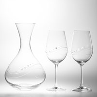 Křišťálový decanter/karafa na víno 1500ml +2ks skleniček víno se SWAROVSKI ELEMENTS  crystal
