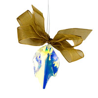 Ornament se SWAROVSKI ELEMENTS list 45mm v barvě crystal ab