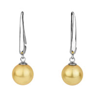 Naušnice ze SWAROVSKI ELEMENTS perla visící 10mm zlatá Ag 925/1000 krabička